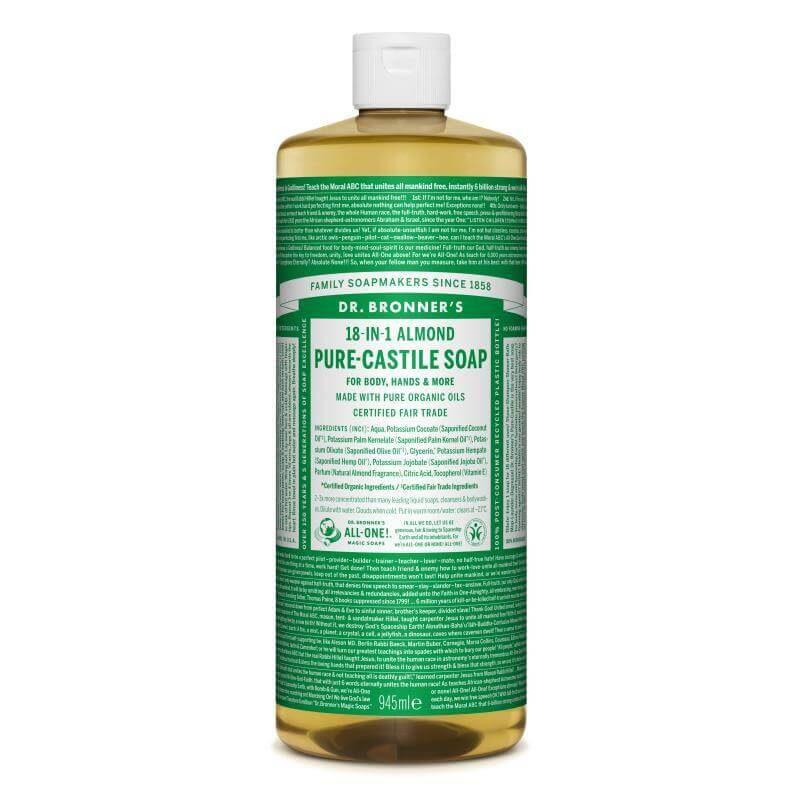 Sapun lichid de Castilia 18-in-1 cu ulei esential de migdale, Dr. Bronner's, bio,  945 ml, ecologic