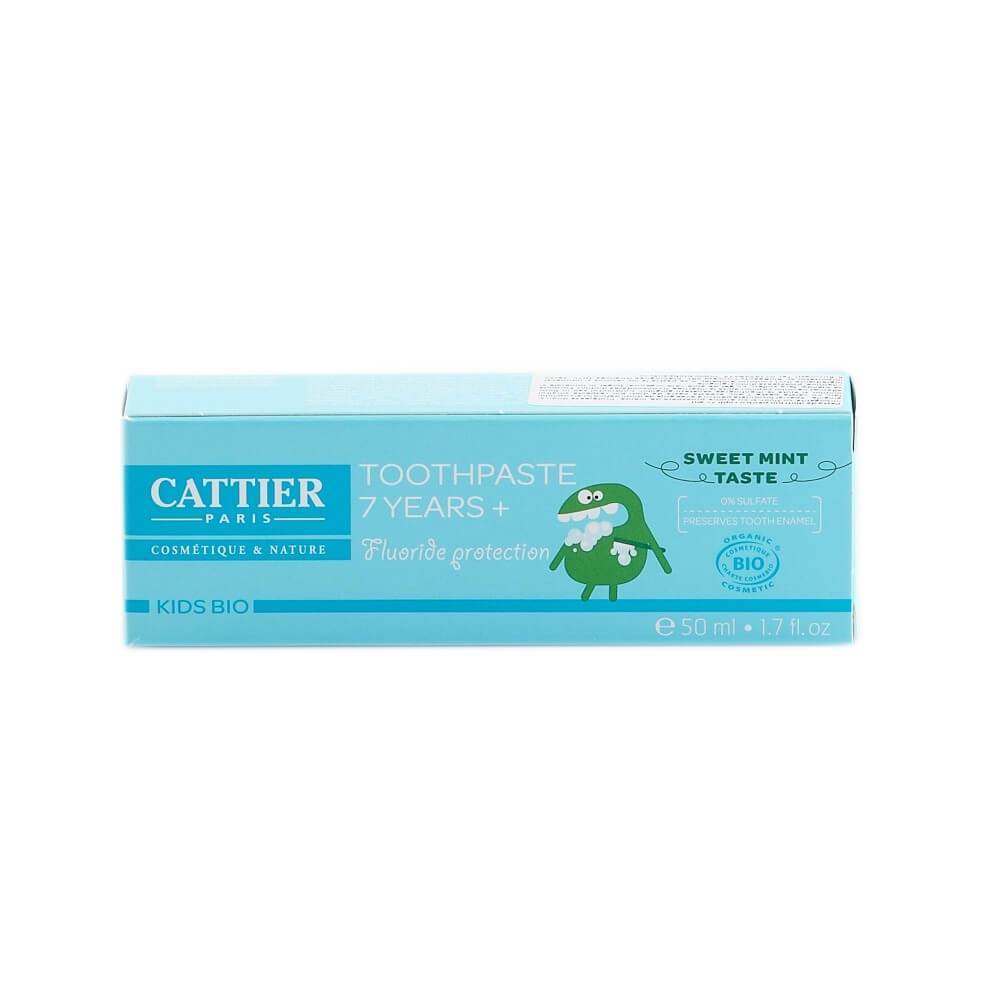 Pasta de dinti pentru copii de 7+ ani Cattier, cu fluor, bio, 50 ml