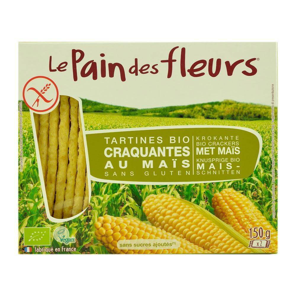 Turte crocante Le Pain des Fleurs cu porumb si orez fara gluten, bio, 150g