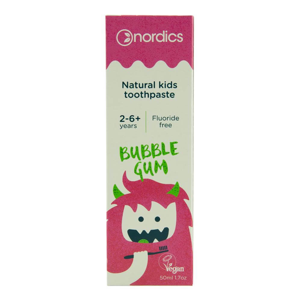 Pasta de dinti pentru copii cu bubble gum, Nordics, 50 ml, natural