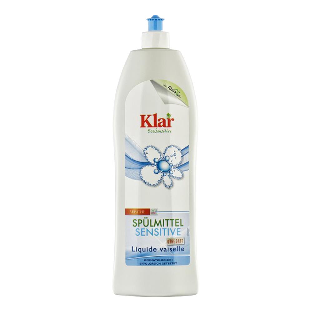 Detergent lichid Sensitive pentru vase fara parfum Klar, bio, 1l