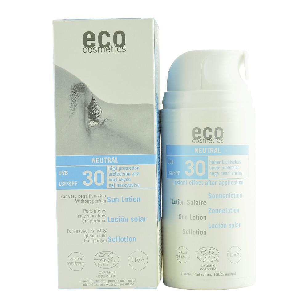 Lotiune de plaja  fara parfum cu protectie solara FPS30 Eco Cosmetics, bio, 100 ml