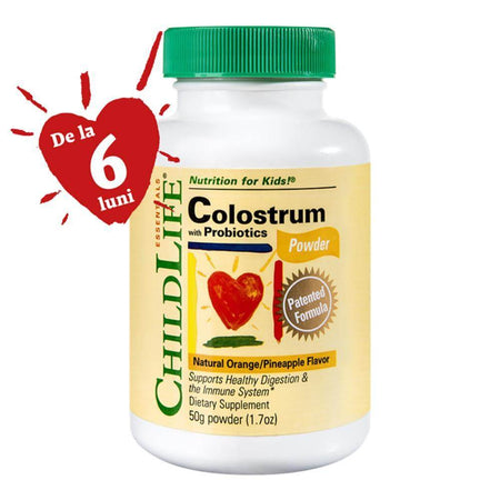 Colostrum plus Probiotics pudra (gust de portocale/ananas) ChildLife Essentials, 50 g, natural, Secom