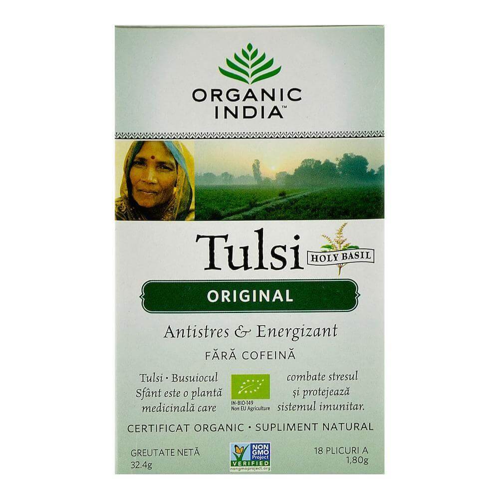 Ceai Tulsi Original Organic India, bio, 18 plicuri, 32,4 g