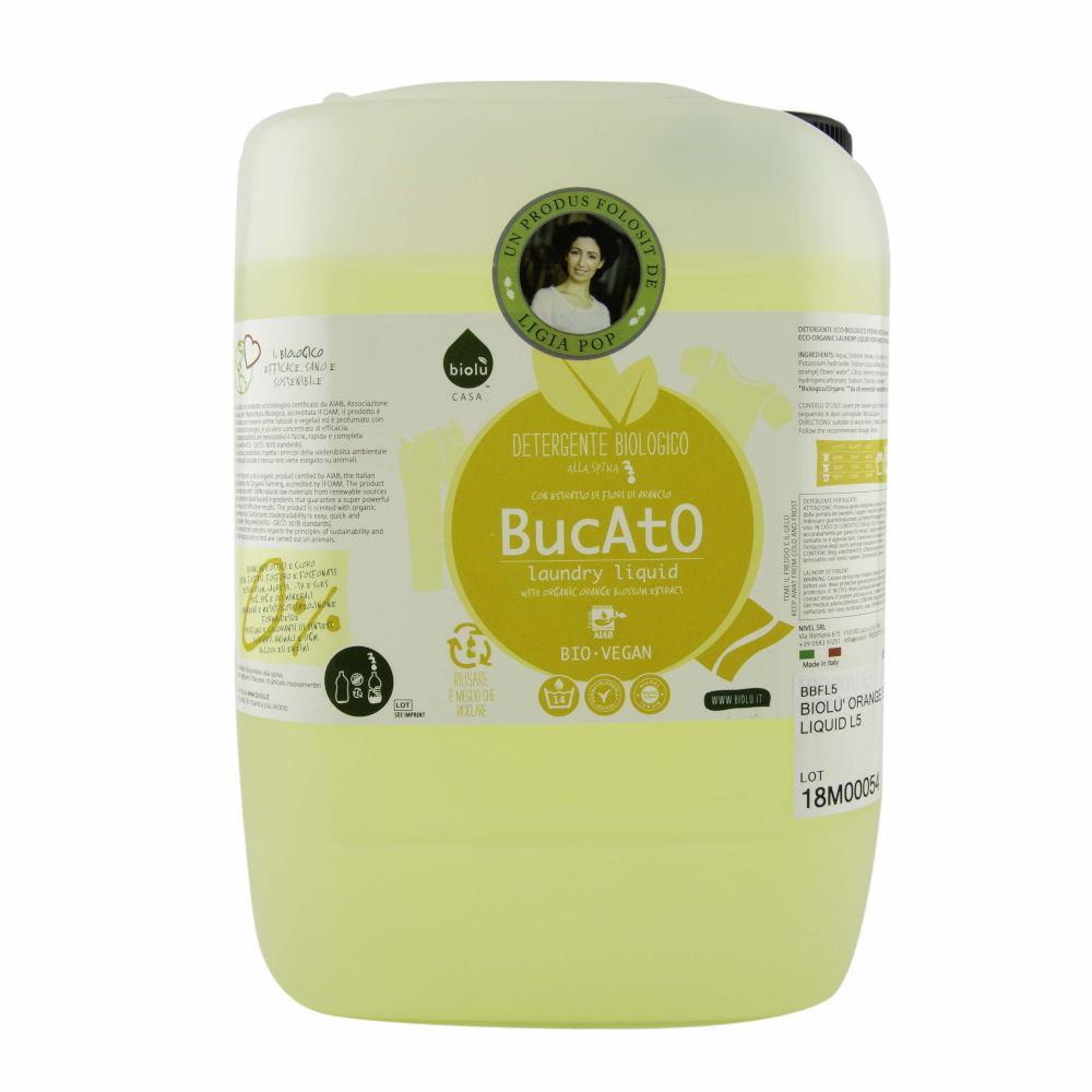 Detergent lichid pentru rufe albe si colorate cu portocale Biolu, bio, 5 L