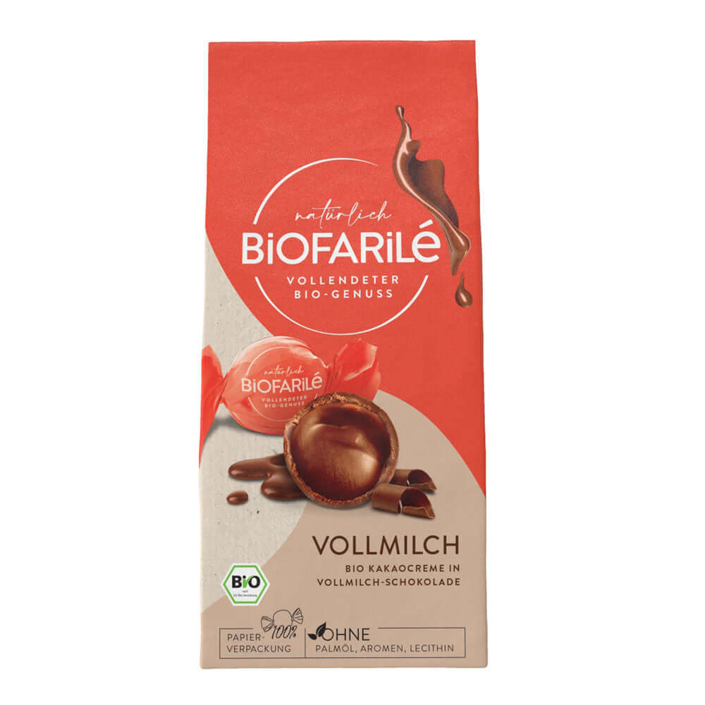 Bomboane de ciocolata cu lapte si crema de cacao Biofarilr, bio, 100g, ecologic