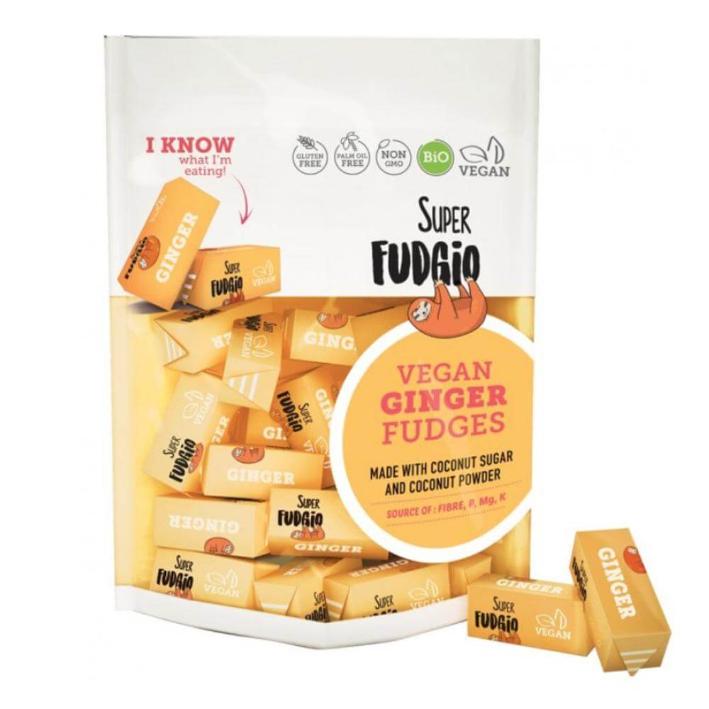 Caramele cu aroma de ghimbir fara gluten Super Fudgio, bio, 150 g, ecologic