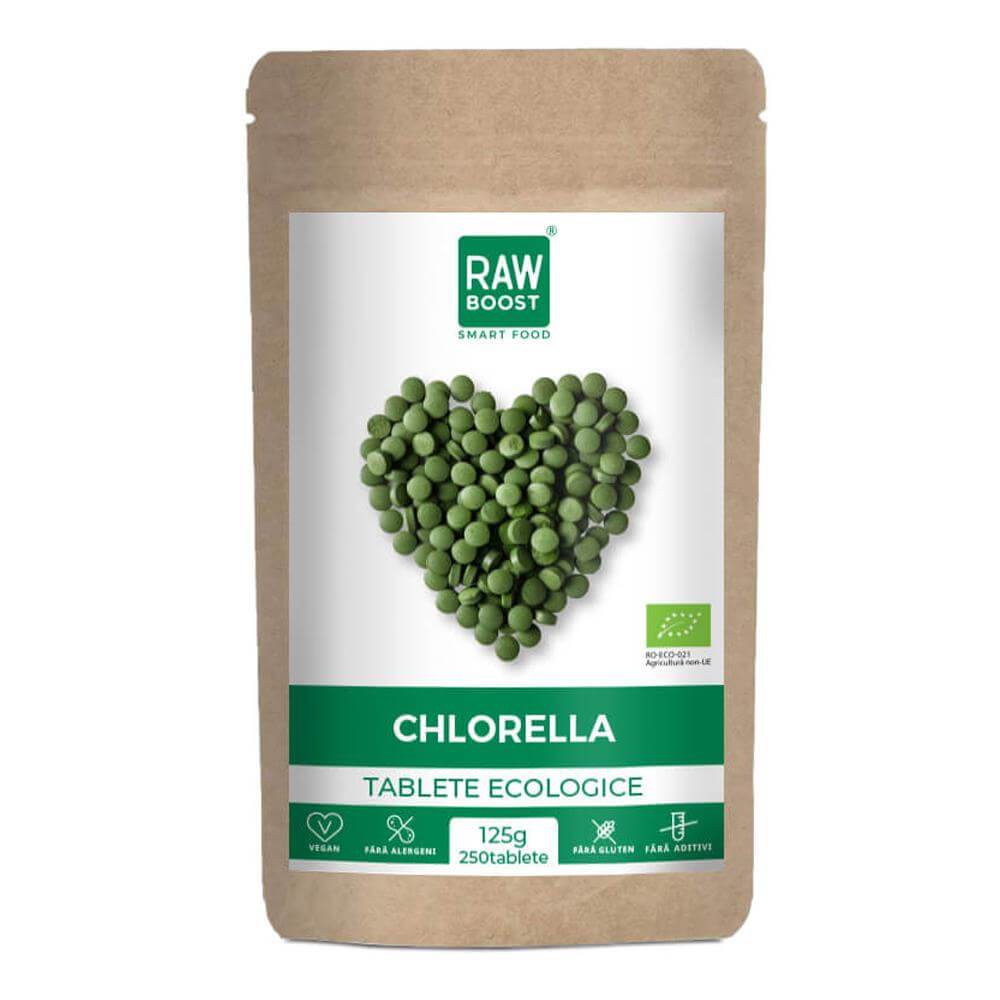 Chlorella 250 tablete RawBoost, bio, 125 g