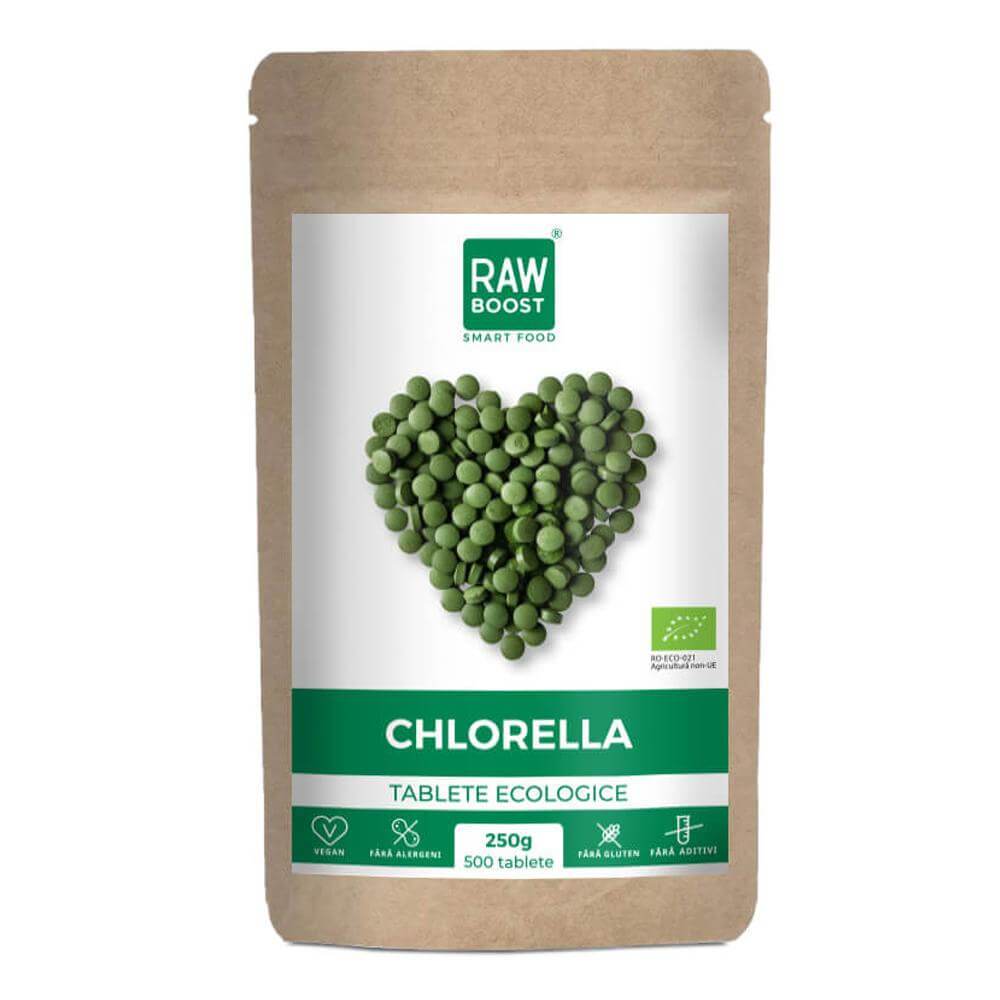 Chlorella 500 tablete RawBoost, bio, 250 g