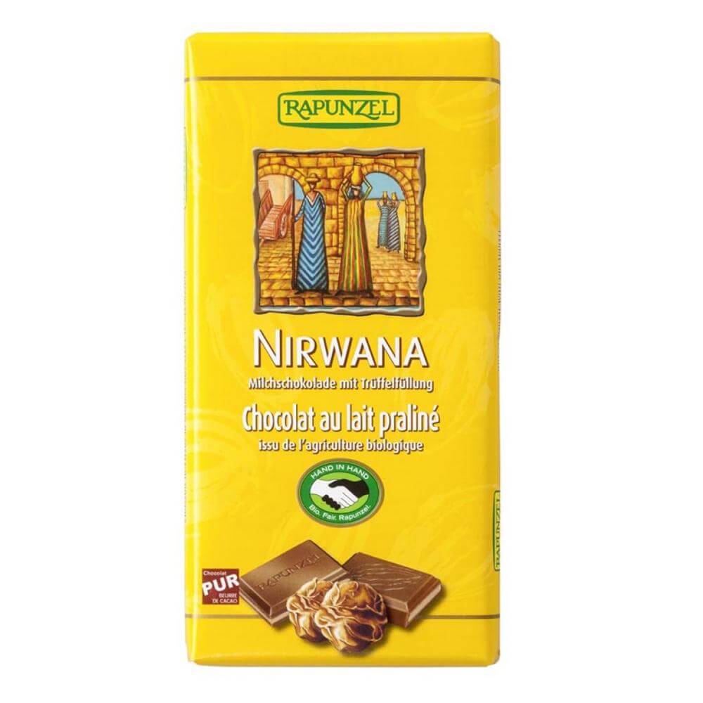 Ciocolata Nirwana cu lapte si crema de praline Fairtrade Rapunzel, bio, 100g