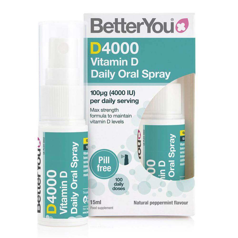 D4000  Spray Oral cu Vitamina D3 4000 IU BetterYou, 100 doze zilnice, 15 ml, natural