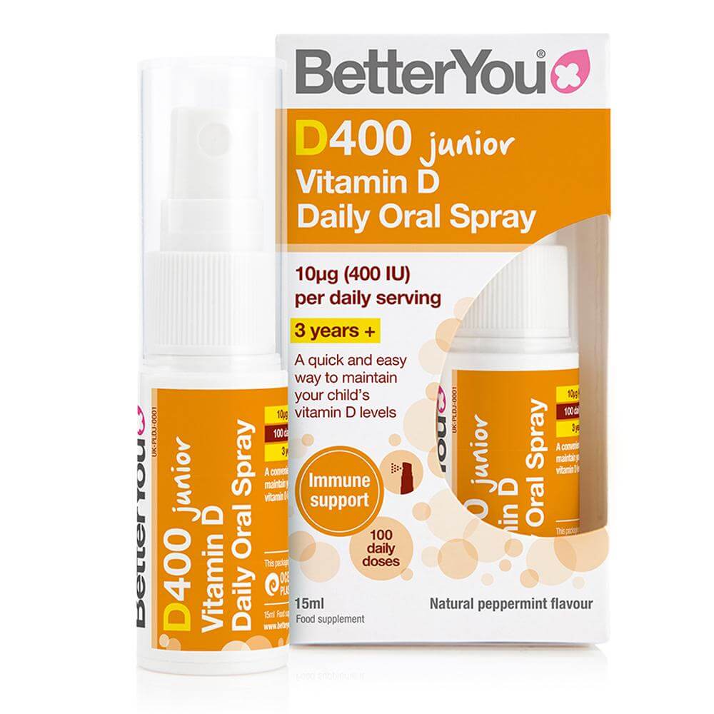 D junior Spray Oral cu Vitamina D3 400 IU pentru copii de 3 ani si peste, BetterYou, 100 doze zilnice, 15 ml, natural