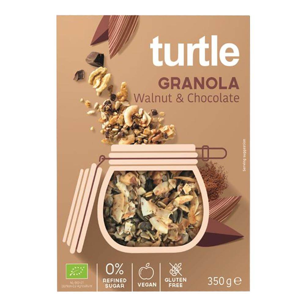 Cereale granola cu nuci si ciocolata Fara Gluten, Turtle, bio, 350g