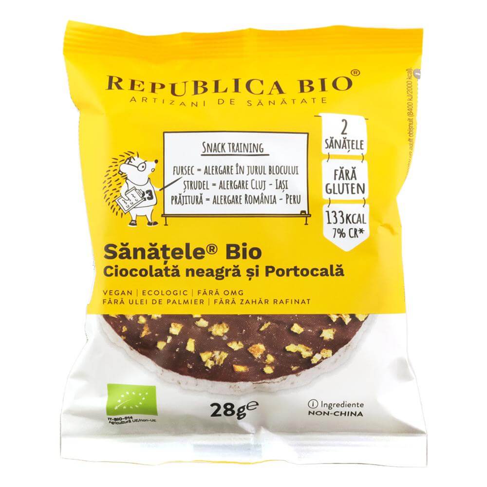 SANATELE BIO Ciocolata neagra si Portocala, ecologic, fara gluten, 28g - Default
