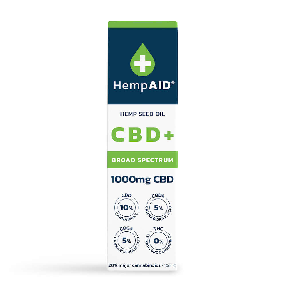 Ulei de canepa cu 1000mg CBD, 500mg CBDA, 500mg CBGA, broad spectrum, HempAID, natural, 10ml