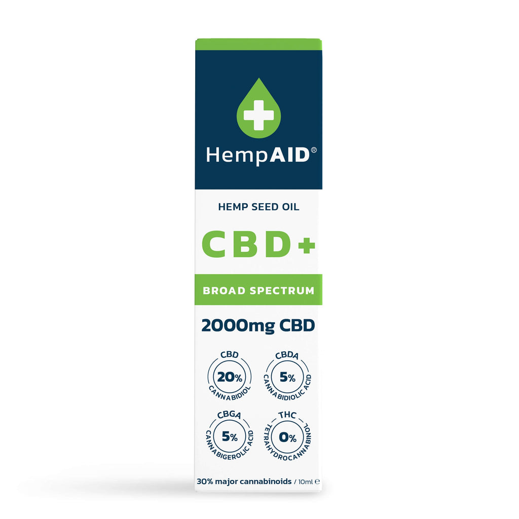 Ulei de canepa cu 2000mg CBD, 500mg CBDA, 500mg CBGA, broad spectrum, HempAID, natural, 10ml