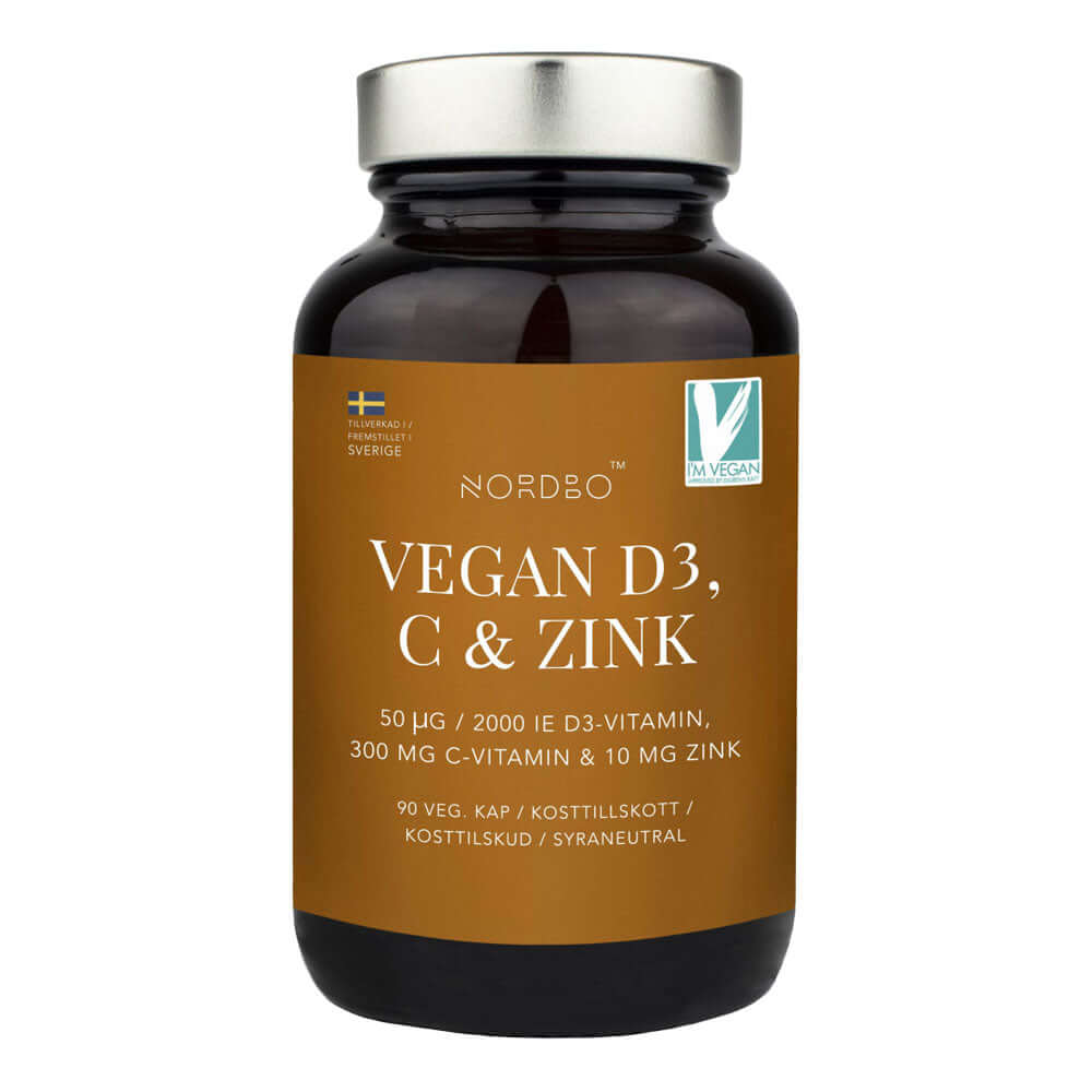 Vitamina D3, C si Zinc VEGAN Nordbo,90 capsule, vegan